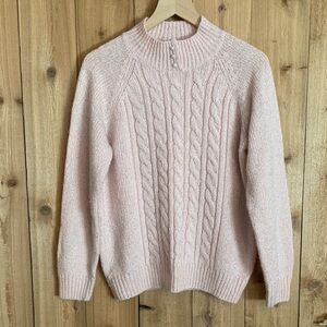 Karen Scott Light Pink Cable Knit Turtleneck Sweater